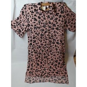 Anthropologie Maeve Rita Tunic Blouse Women's Small Pink Leopard Button Front